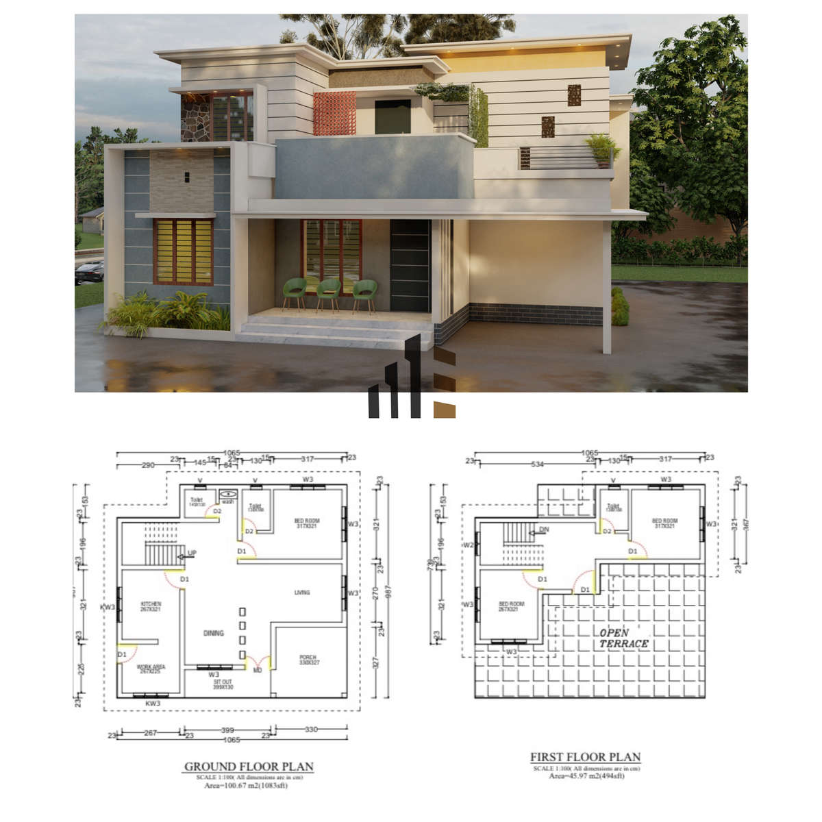 Exterior, Plans Designs by Architect bihash arshak, Malappuram | Kolo