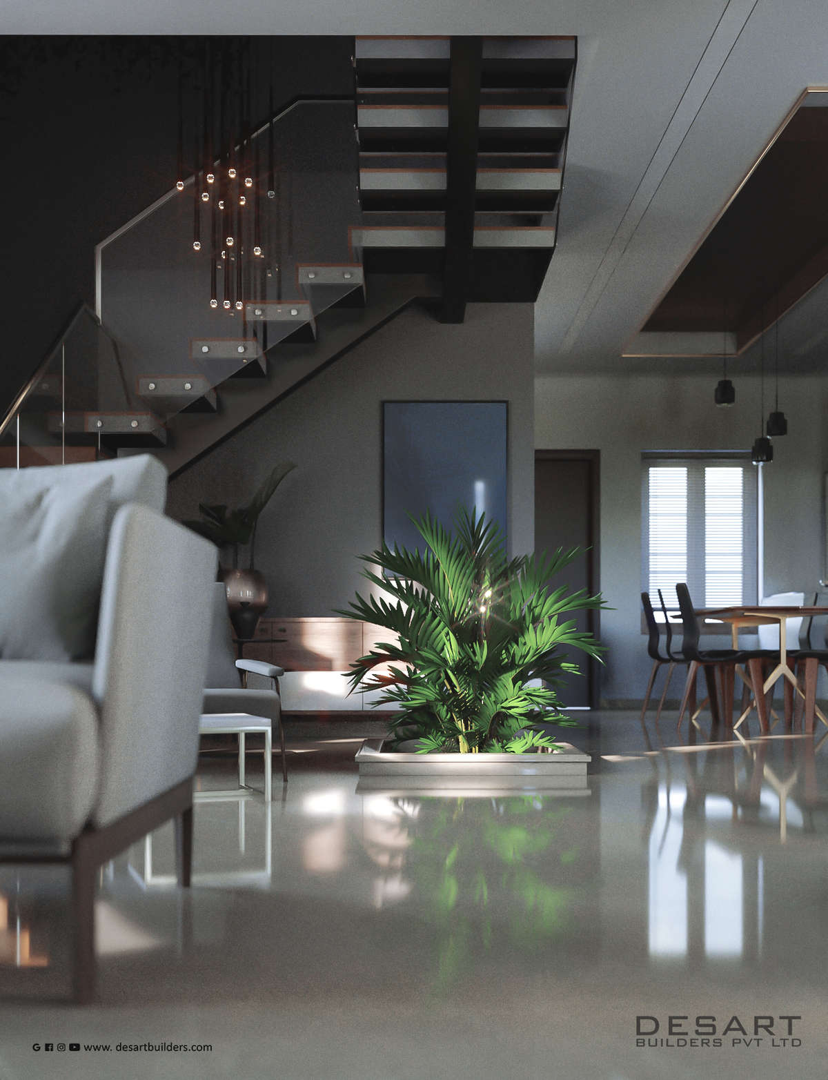 Living, Furniture, Lighting, Staircase, Table Designs by Architect Sajeev Kumar, Thiruvananthapuram | Kolo