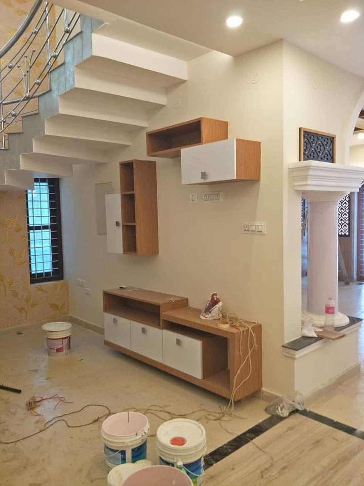 Living, Storage, Staircase Designs by Carpenter Younus Ali, Hyderabad | Kolo