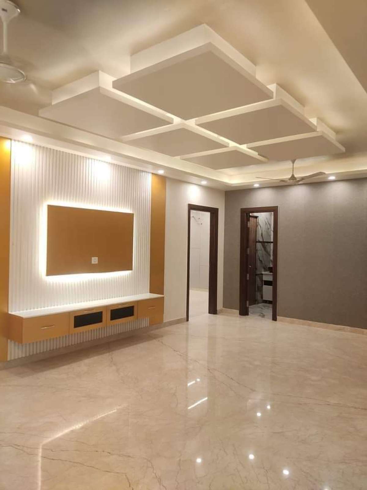 Ceiling, Lighting, Living, Flooring, Storage Designs by Carpenter Rohit Kumar carpenter, Delhi | Kolo