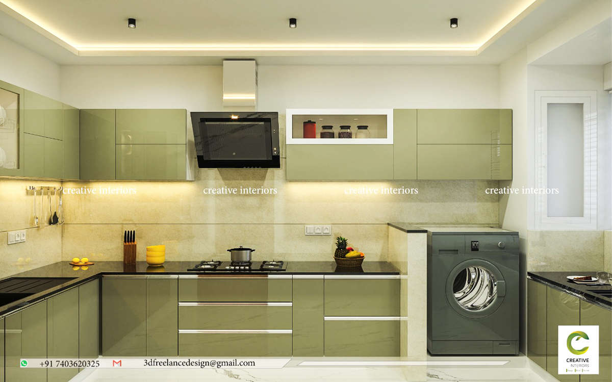 Kitchen, Lighting, Storage Designs by Interior Designer vyshakh Tp, Kozhikode | Kolo