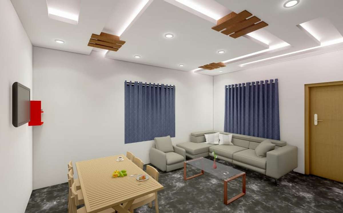 Ceiling, Lighting, Living, Furniture, Table Designs by Interior Designer Jiby prasad, Thiruvananthapuram | Kolo