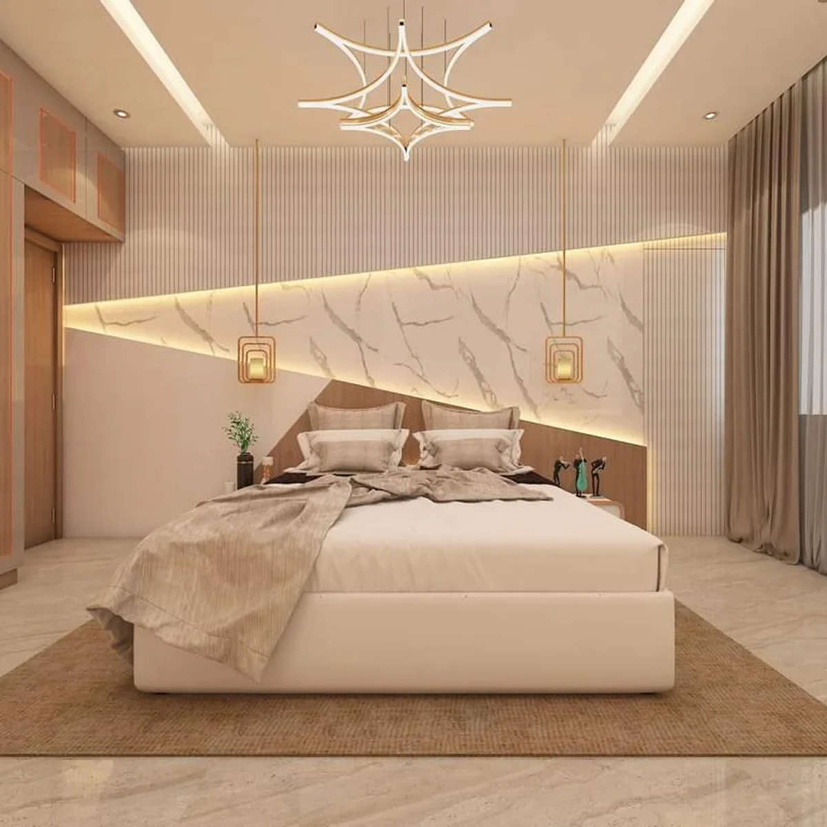 Furniture, Lighting, Bedroom, Storage Designs by Interior Designer Saddam Home Interiors, Delhi | Kolo