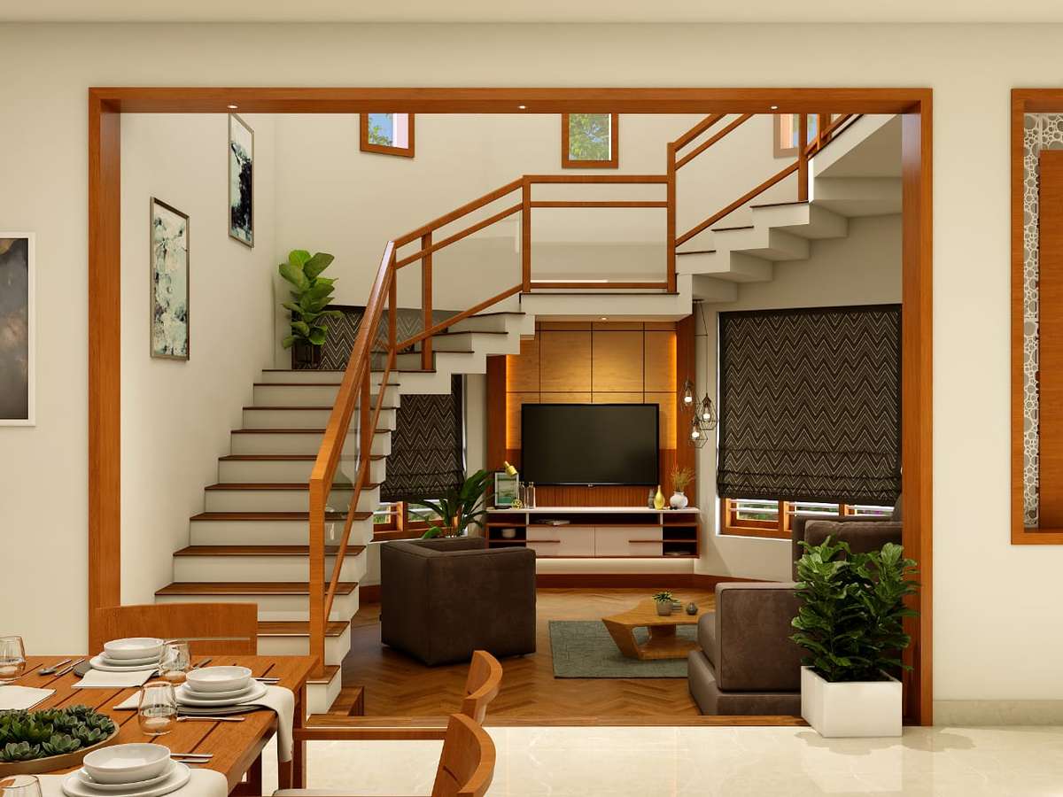 Dining, Furniture, Table, Staircase, Storage Designs by Civil Engineer JGC The Complete Building Solution, Kottayam | Kolo