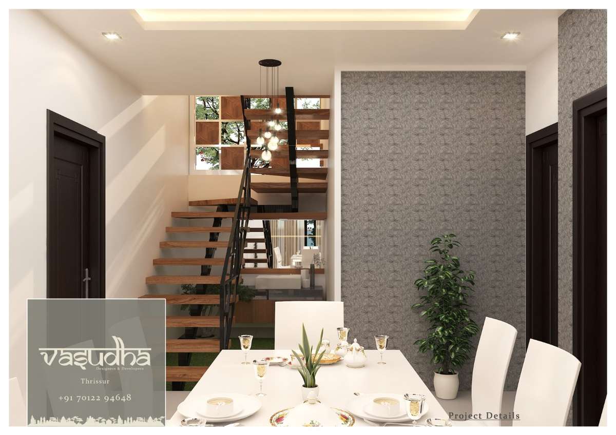 Dining, Table, Furniture, Staircase, Wall Designs by Civil Engineer Er Divya krishna, Thrissur | Kolo