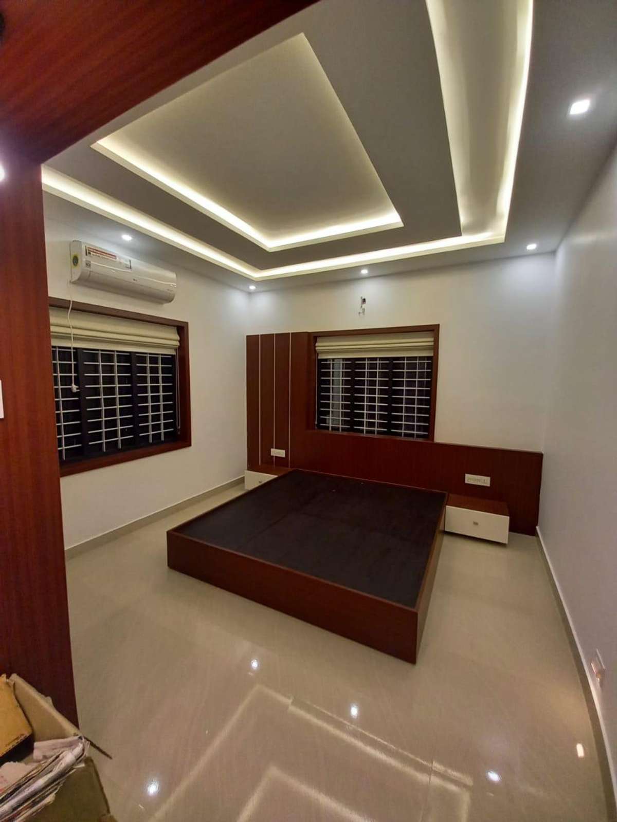Ceiling, Furniture, Bedroom, Lighting, Storage Designs by Contractor Akbar Ali, Palakkad | Kolo