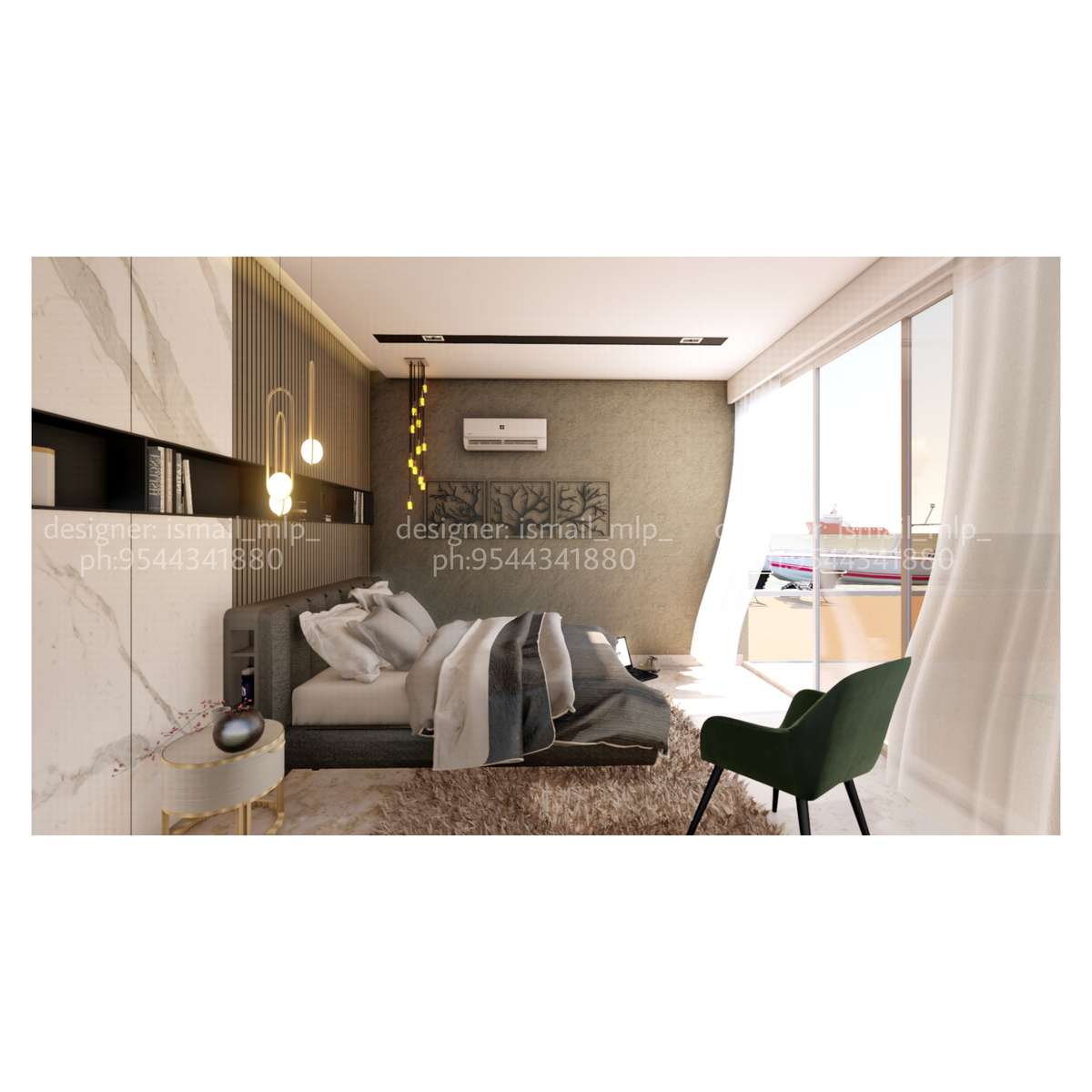 Bedroom, Furniture, Lighting, Storage, Wall Designs by Interior Designer Trio Designers Interior and architects, Kasaragod | Kolo