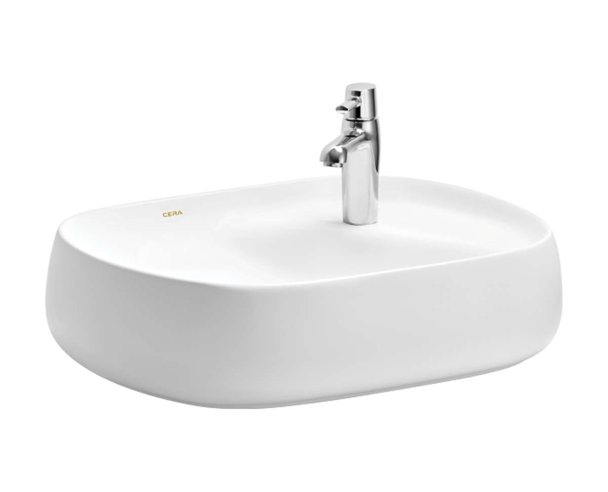 Cera Plain Calburt Mini Table Top Square Shaped White Wash Basin S2020155