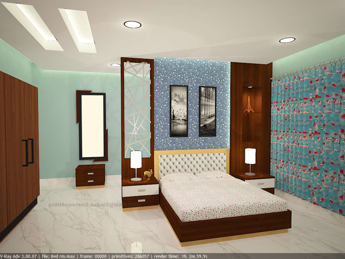 Bedroom, Furniture, Lighting, Wall, Storage Designs by Interior Designer Pradeep Sree, Palakkad | Kolo