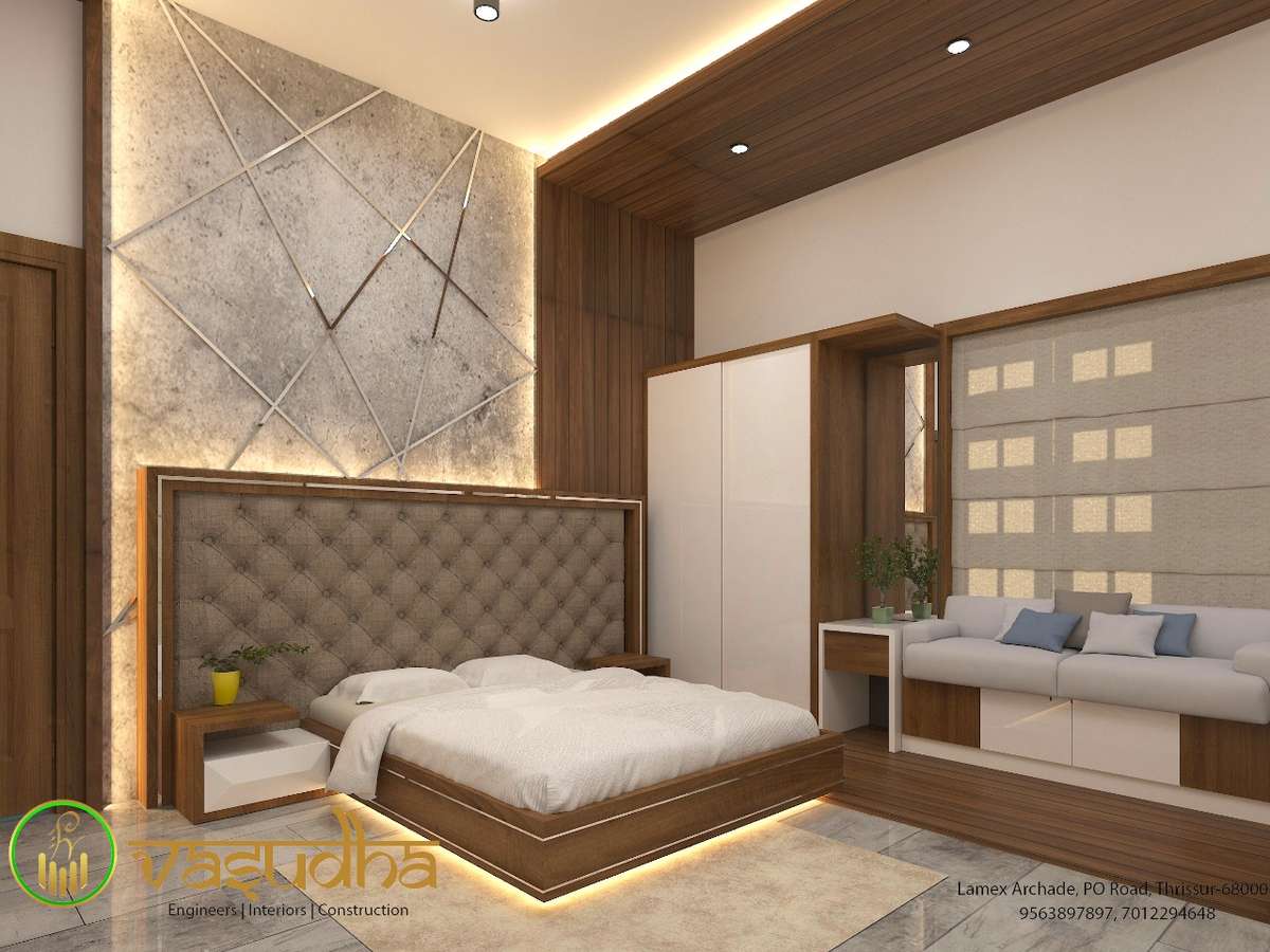 Bedroom, Lighting, Furniture, Storage Designs by Civil Engineer Er Divya krishna, Thrissur | Kolo