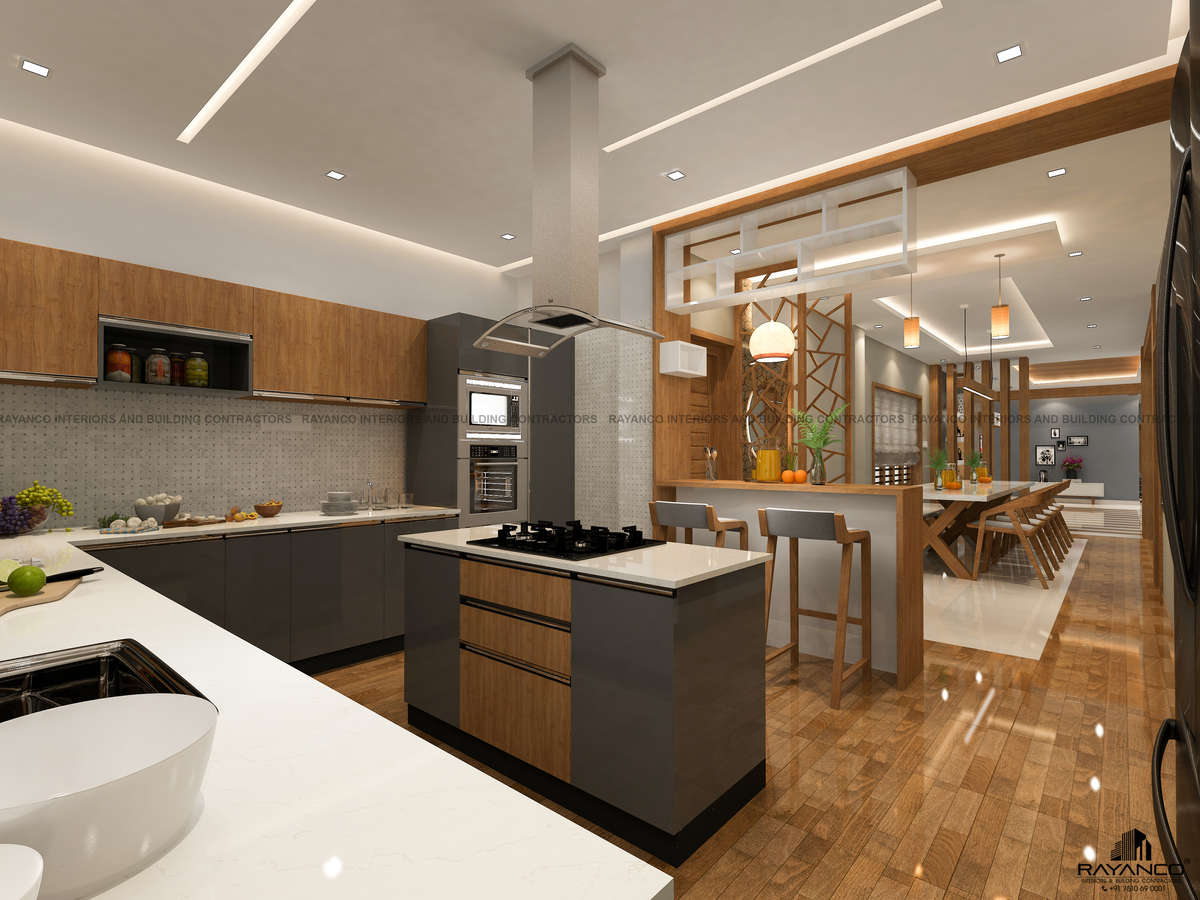 Ceiling, Kitchen, Lighting, Furniture, Storage Designs by Interior Designer RAYANCo INTERIORS  BUILDERS, Malappuram | Kolo