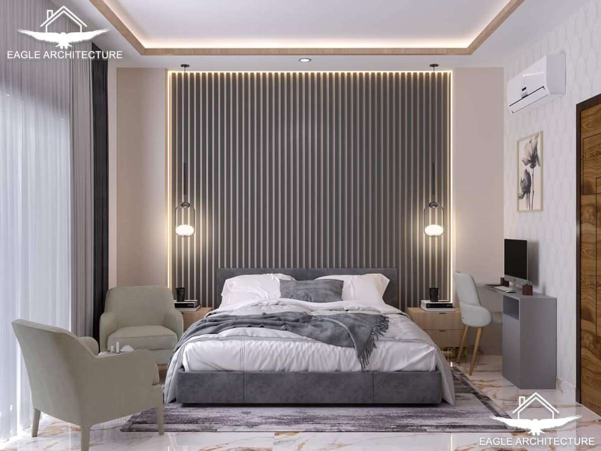 Bedroom, Furniture, Lighting, Storage, Wall Designs by Interior Designer Rohit Sharma, Delhi | Kolo