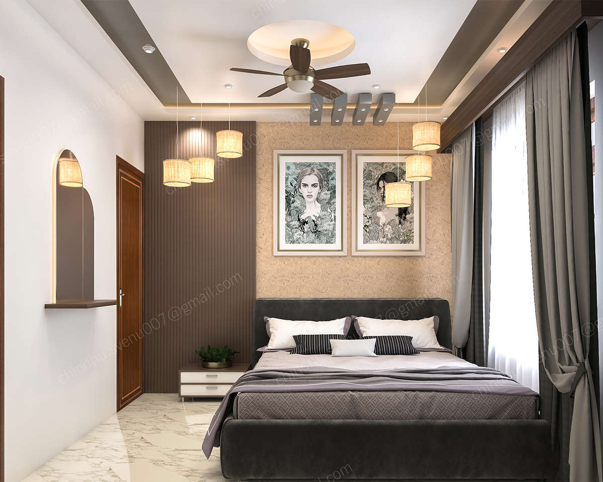 Ceiling, Furniture, Storage, Bedroom, Wall Designs by Interior Designer ATTIC DESIGN STUDIO, Kollam | Kolo