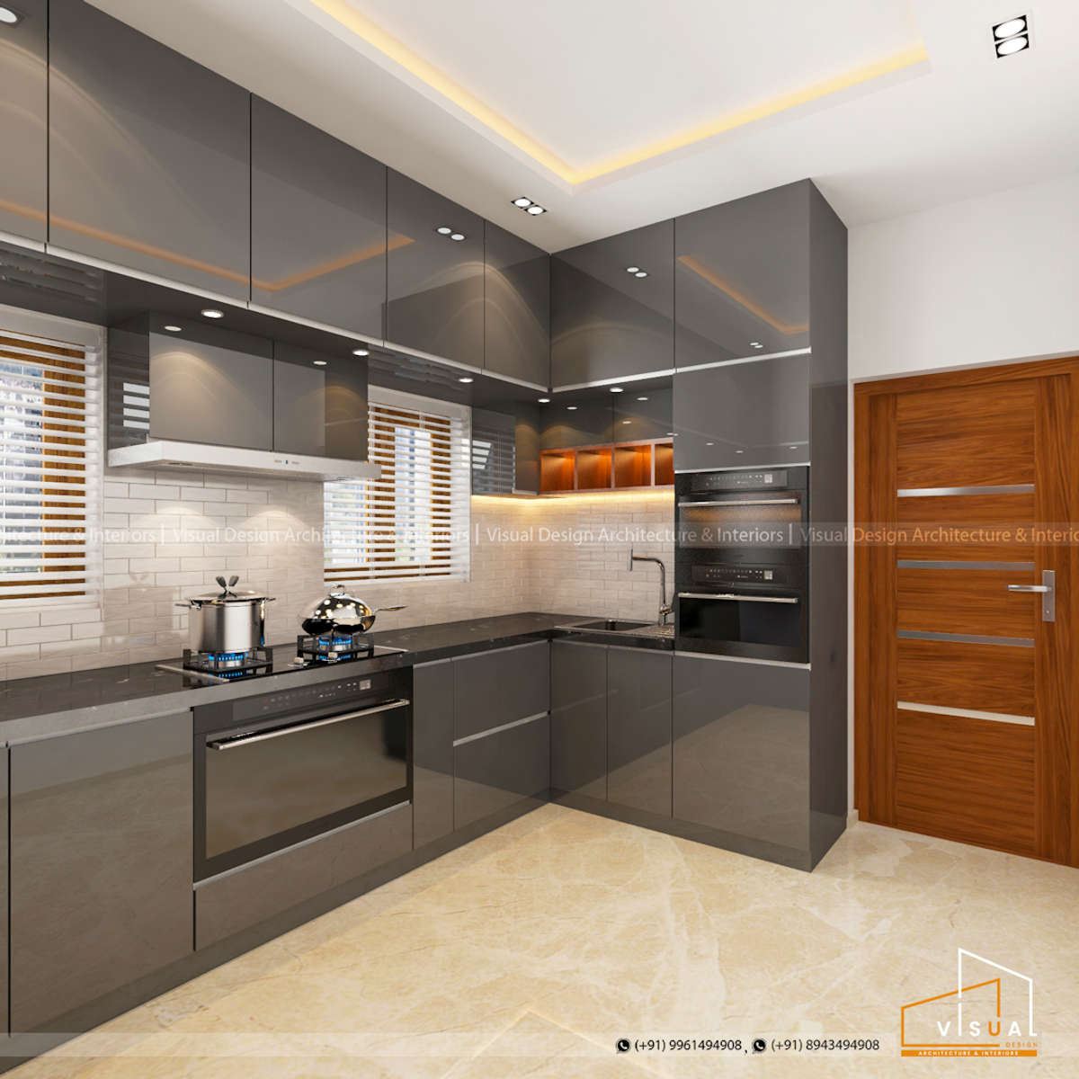 Kitchen, Lighting, Storage Designs by Architect Visual Design Architects, Kozhikode | Kolo