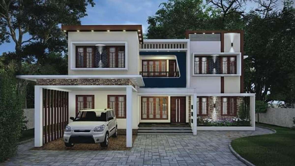 Exterior, Lighting Designs by Architect KERALA HOMES DESIGN, Ernakulam