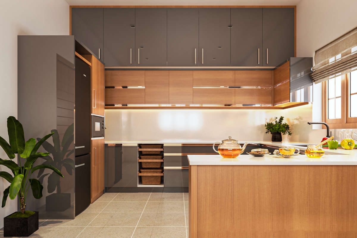Kitchen, Lighting, Storage Designs by Interior Designer Manu Sukumar, Kottayam | Kolo