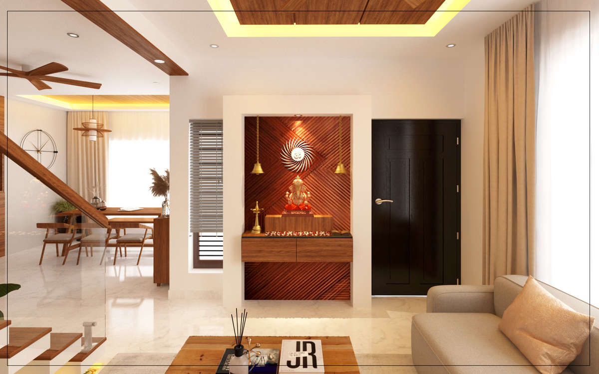 Prayer Room, Storage Designs by Architect Ashly Mary Architects, Kottayam | Kolo