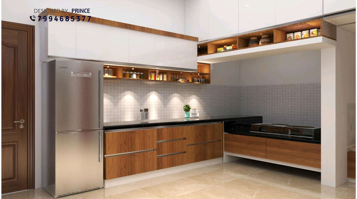 Kitchen, Lighting, Door, Storage Designs by Civil Engineer Prince Raju, Wayanad | Kolo