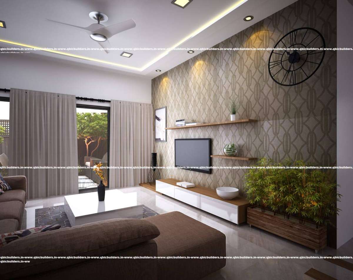 Living, Storage Designs by Interior Designer Qbic Builders  Interiors Office Arakkakafav, Ernakulam | Kolo