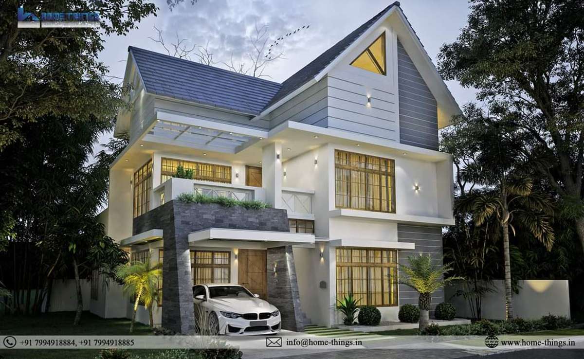 Exterior, Lighting Designs by Contractor Homthings DesignersDevelopers, Thrissur | Kolo
