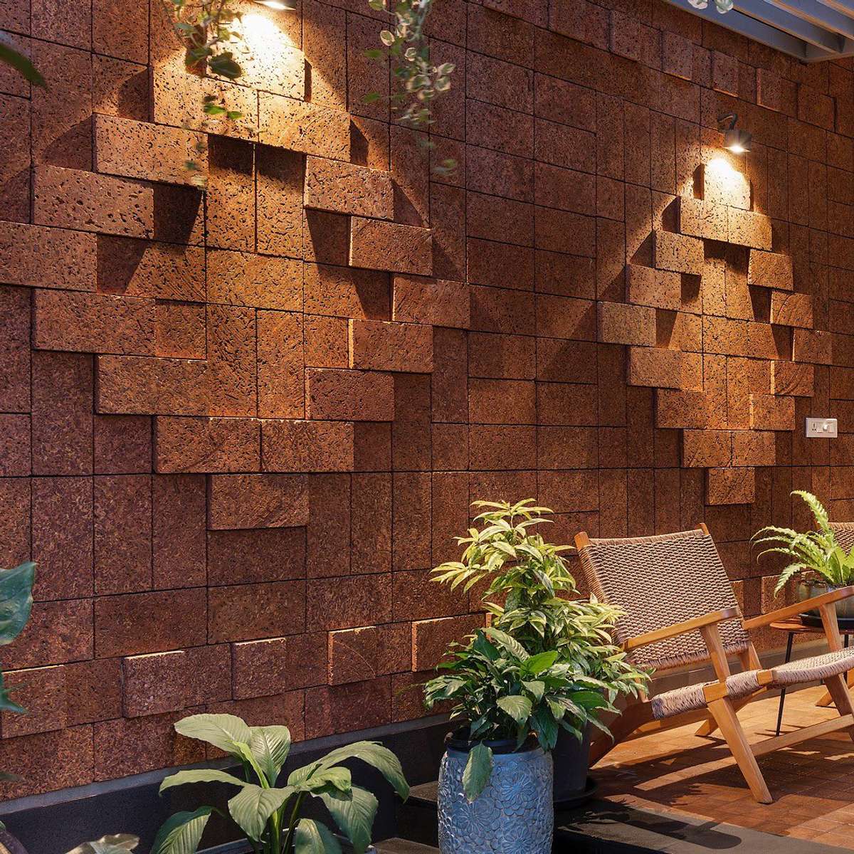 Wall, Lighting Designs by Building Supplies Real Laterite, Kozhikode | Kolo