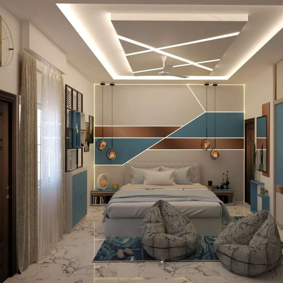 Ceiling, Lighting, Bedroom, Furniture Designs by Architect Tejender Adhana, Faridabad | Kolo
