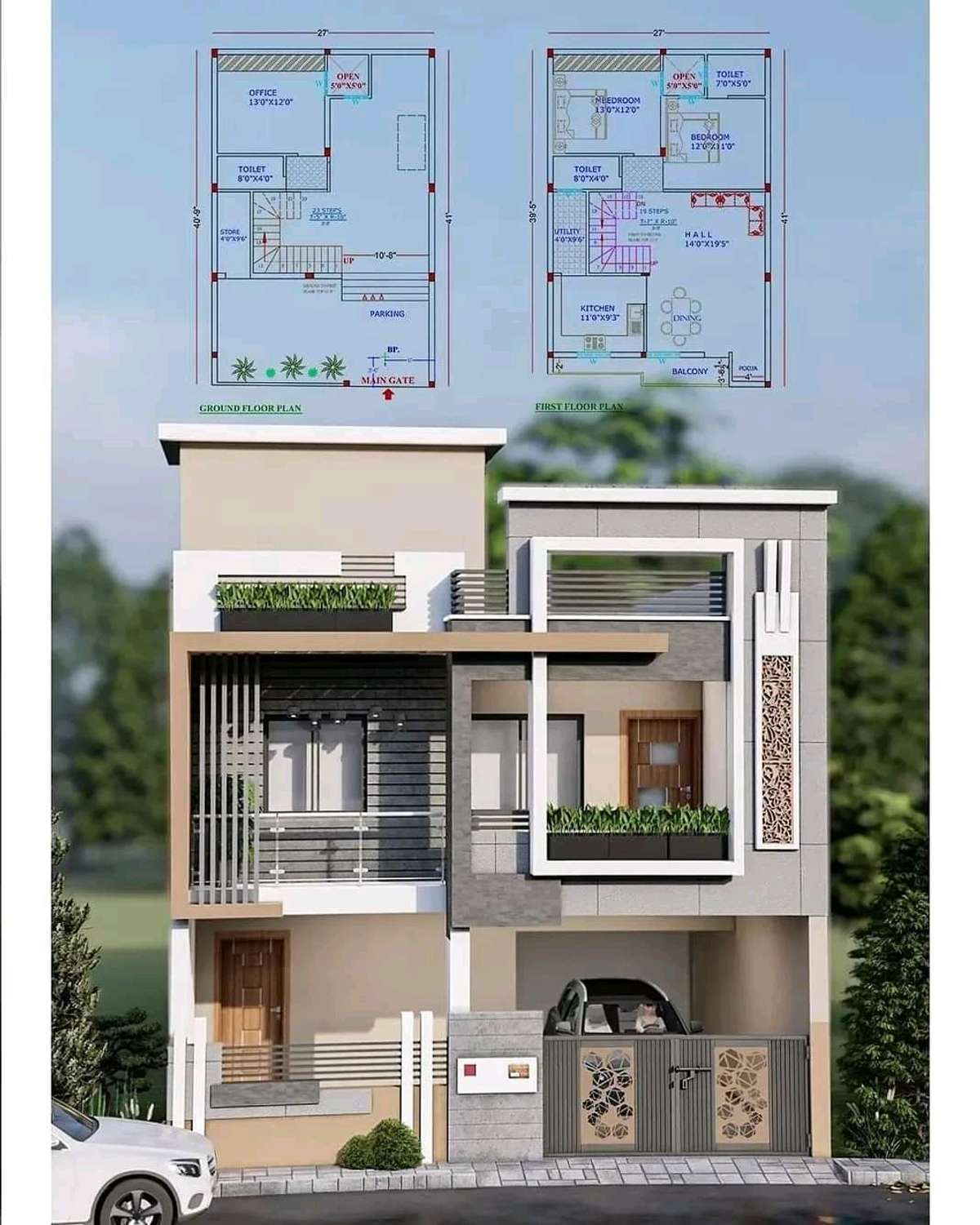 Exterior, Plans Designs by Architect MRK STRUCTURAL CONSULTANT, Jaipur | Kolo
