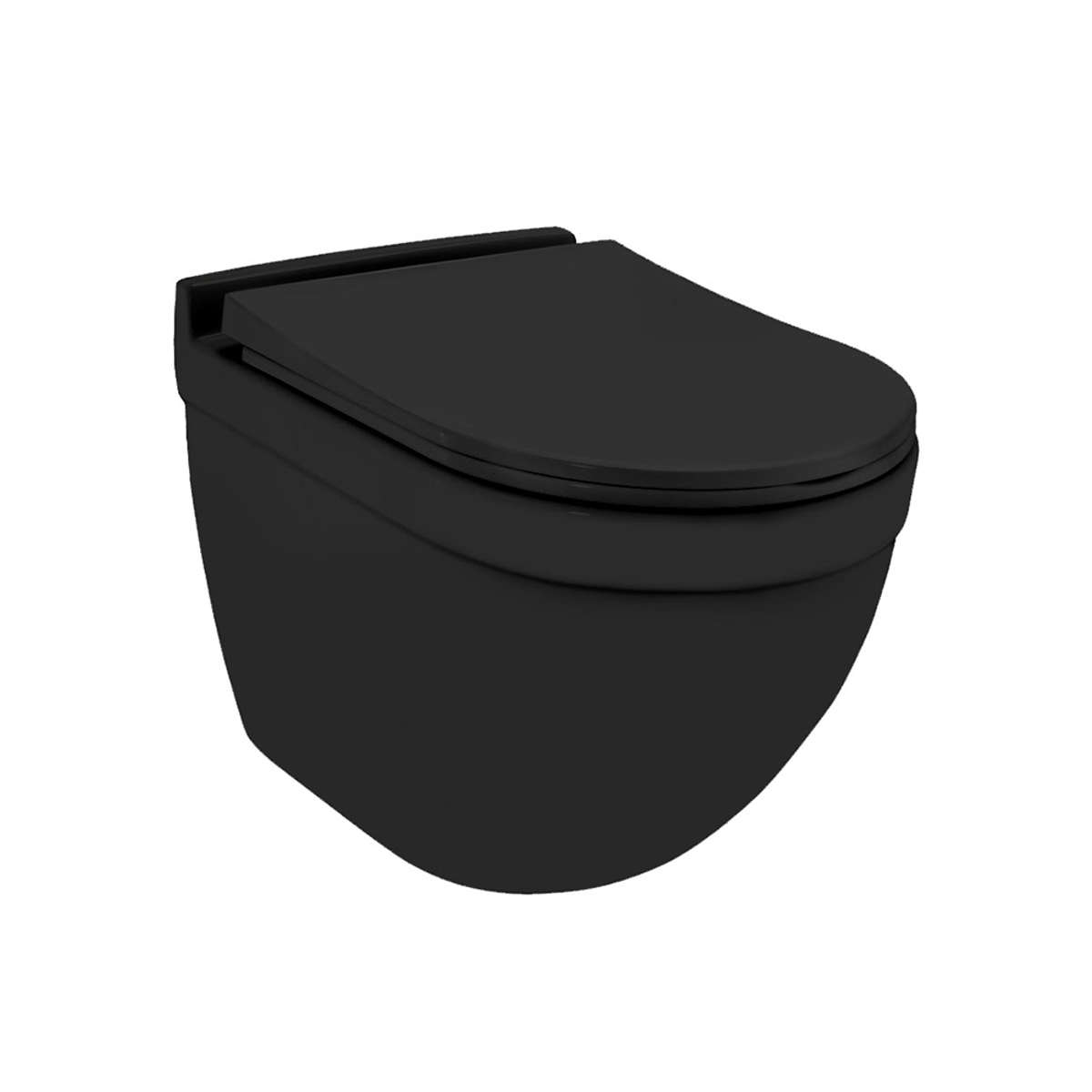 Rimless, Blind Installation Wall Hung WC - Black Matt