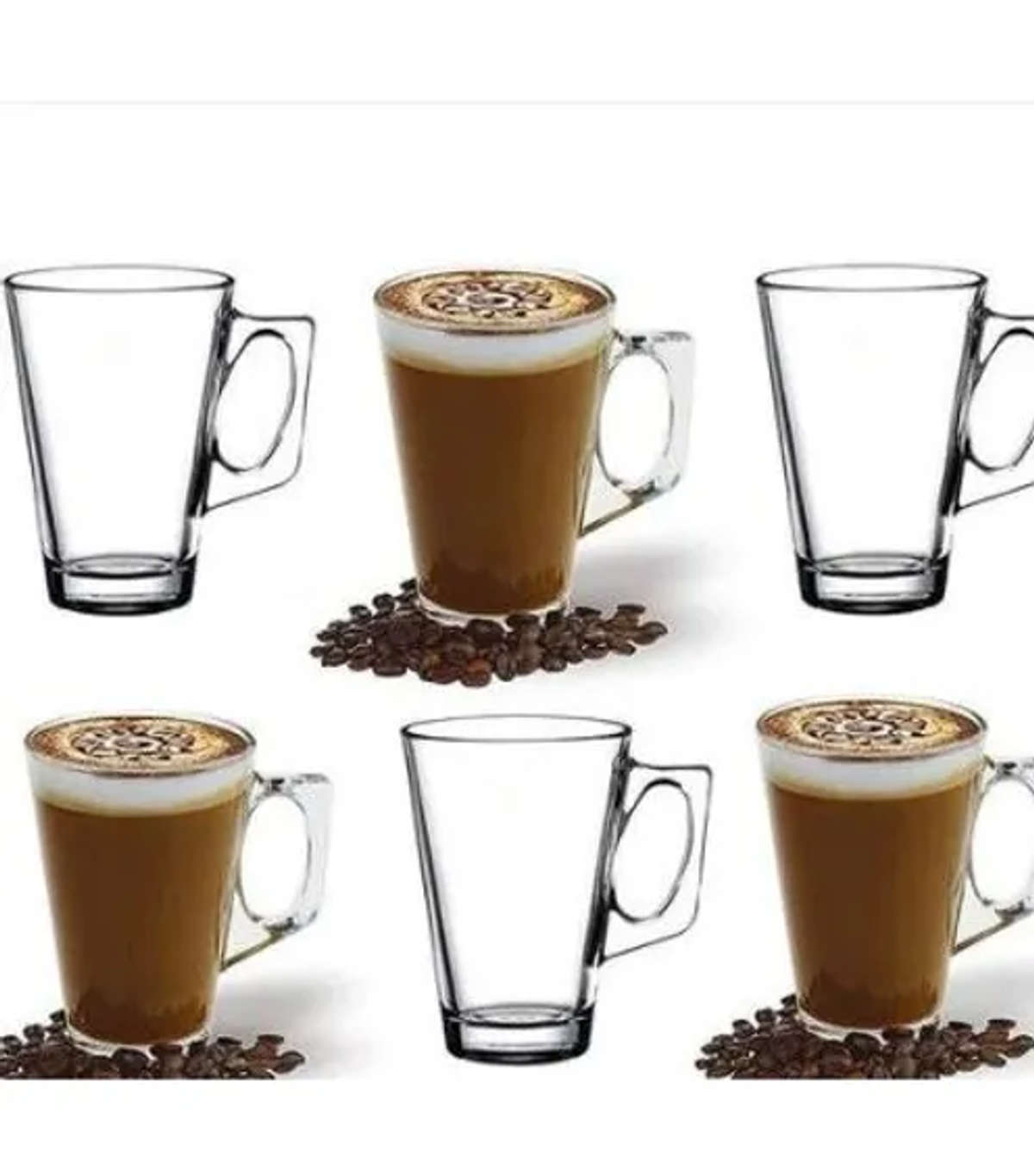 Long Glass Coffee Mug ( Set of 6 )