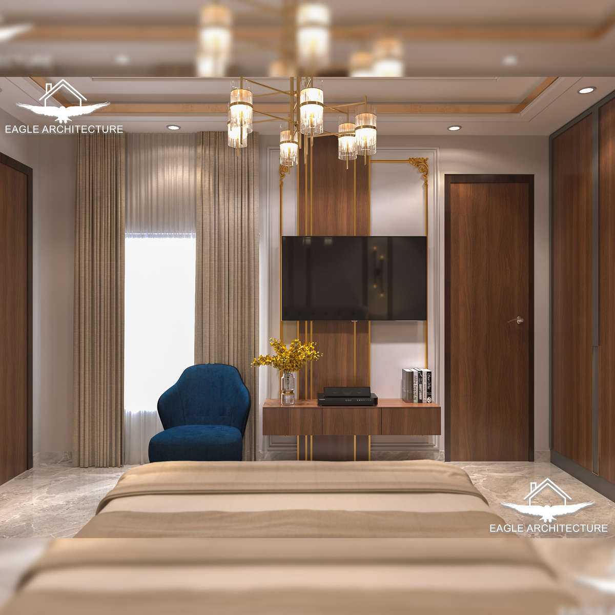 Bedroom, Furniture, Lighting, Storage, Wall Designs by Interior Designer Rohit Sharma, Delhi | Kolo