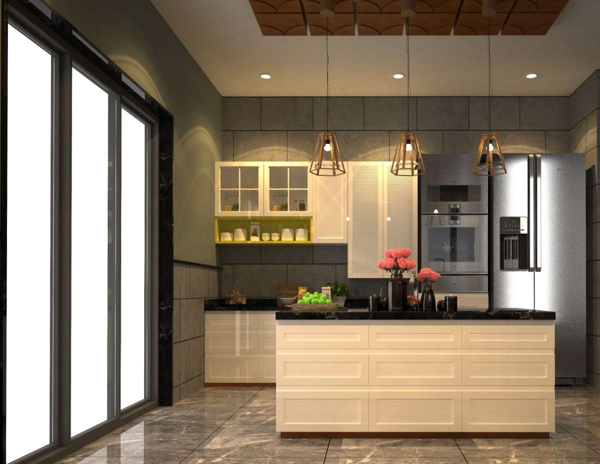 Kitchen, Lighting, Storage Designs by Architect VRAY Infrastructure, Indore | Kolo