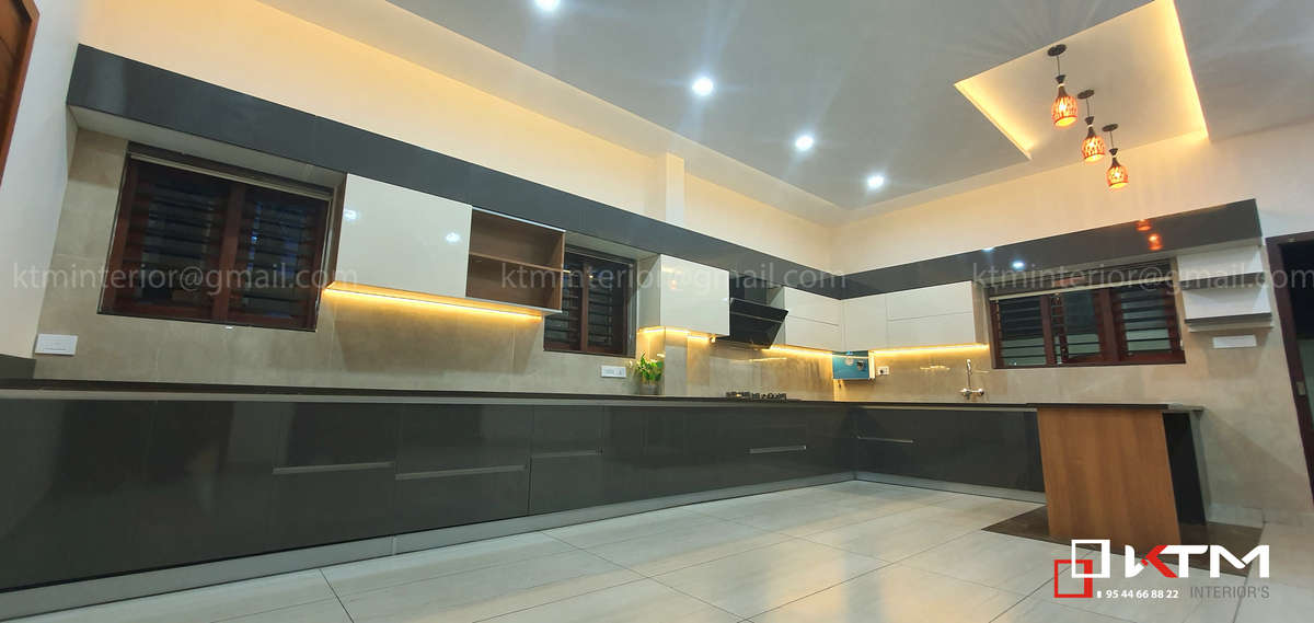 Kitchen, Lighting, Flooring, Storage Designs by Contractor KTM Interiors, Malappuram | Kolo