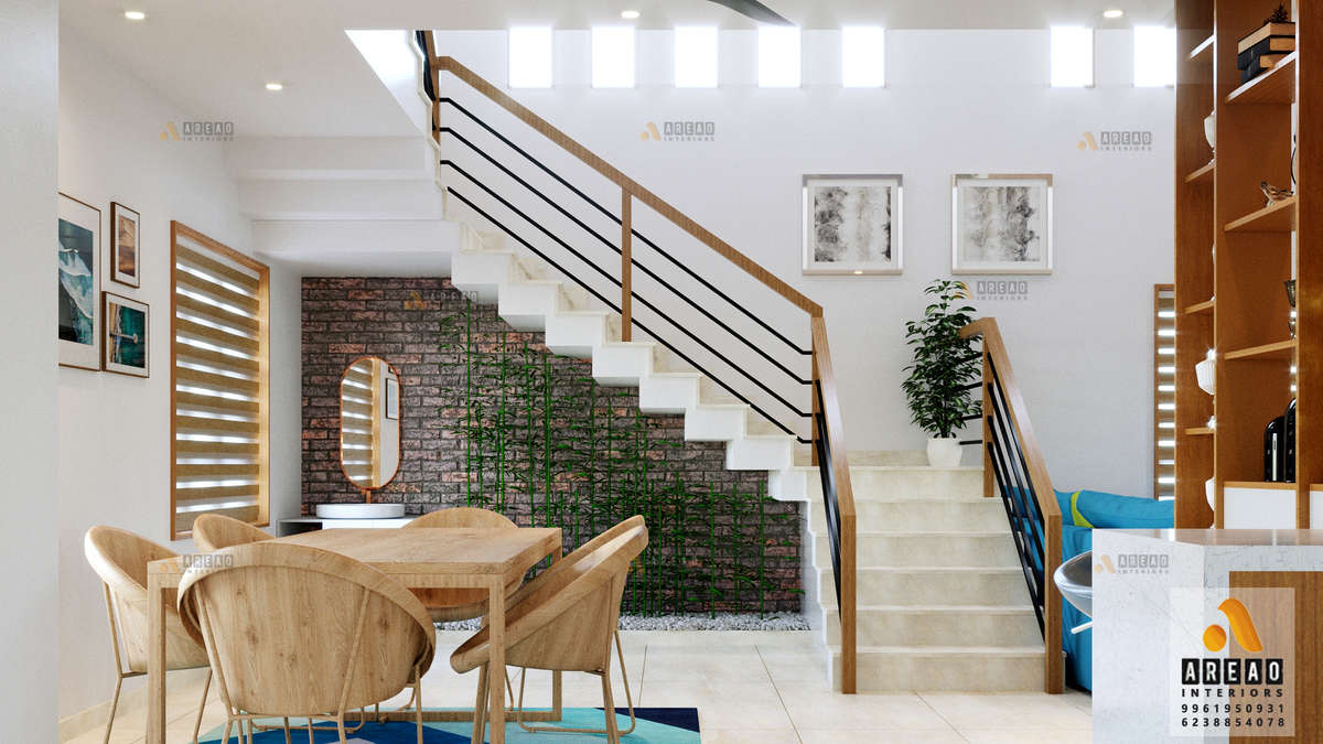 Dining, Furniture, Table, Staircase, Storage Designs by Interior Designer Vishnu vijayan, Kannur | Kolo