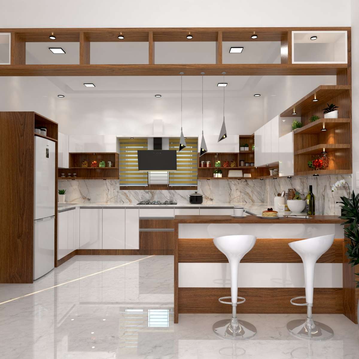 Lighting, Kitchen, Storage Designs by Contractor mohd Arif Saifi, Ernakulam | Kolo