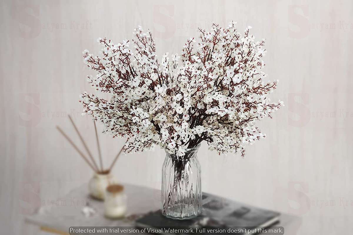 SATYAM KRAFT 5 Pcs Artificial Babys Breath Gypsophila Flower Sticks ...