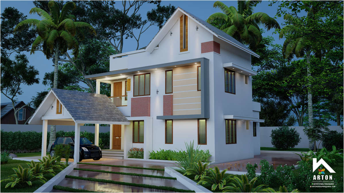 Exterior, Lighting Designs by Contractor Tintu Varghese, Pathanamthitta | Kolo