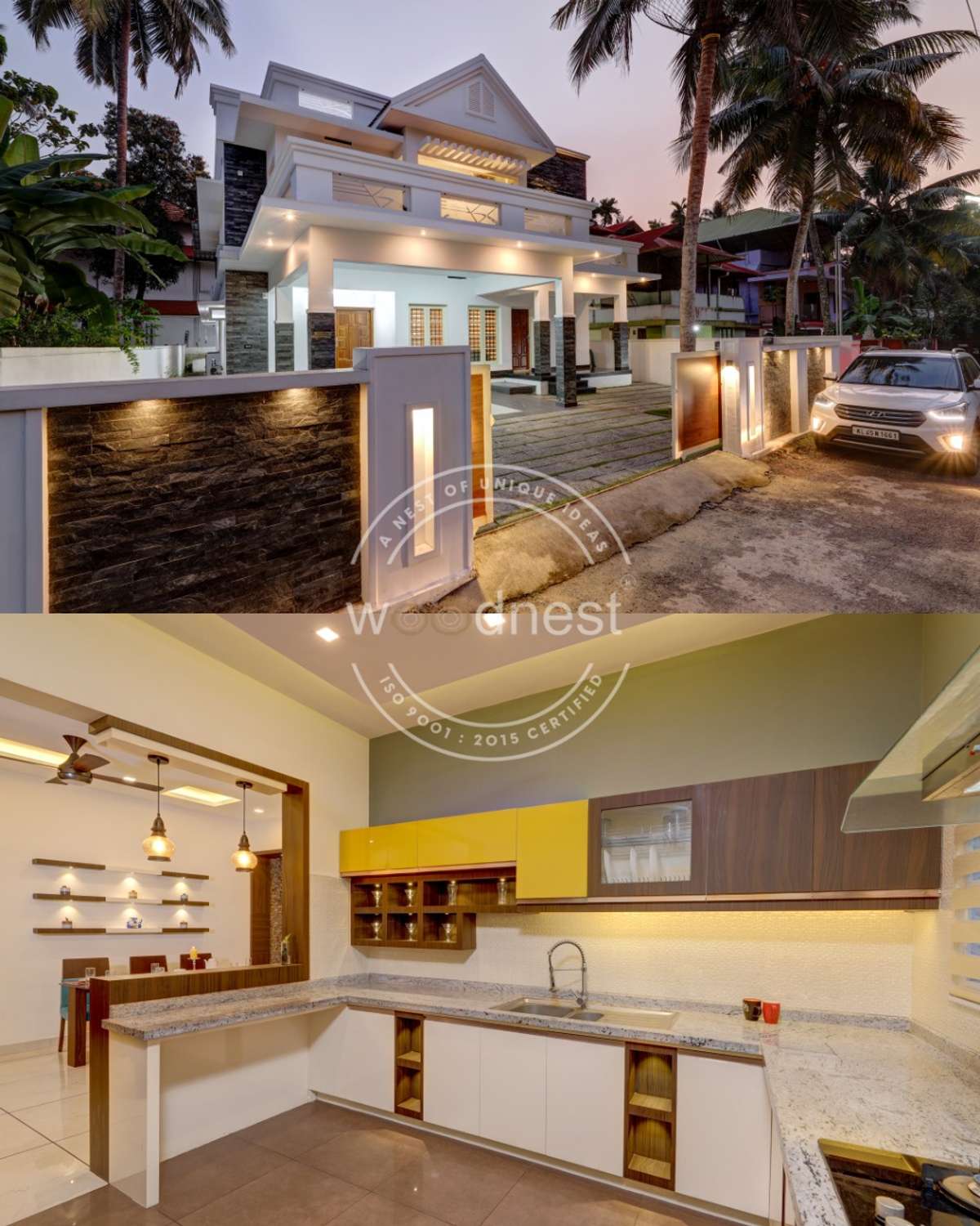 Exterior, Lighting, Kitchen, Storage Designs by Interior Designer Woodnest Developers, Thrissur | Kolo
