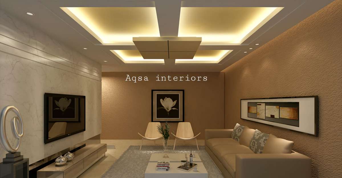 Ceiling, Lighting, Living, Furniture, Table Designs by Interior Designer Aqsa Interiors, Ghaziabad | Kolo