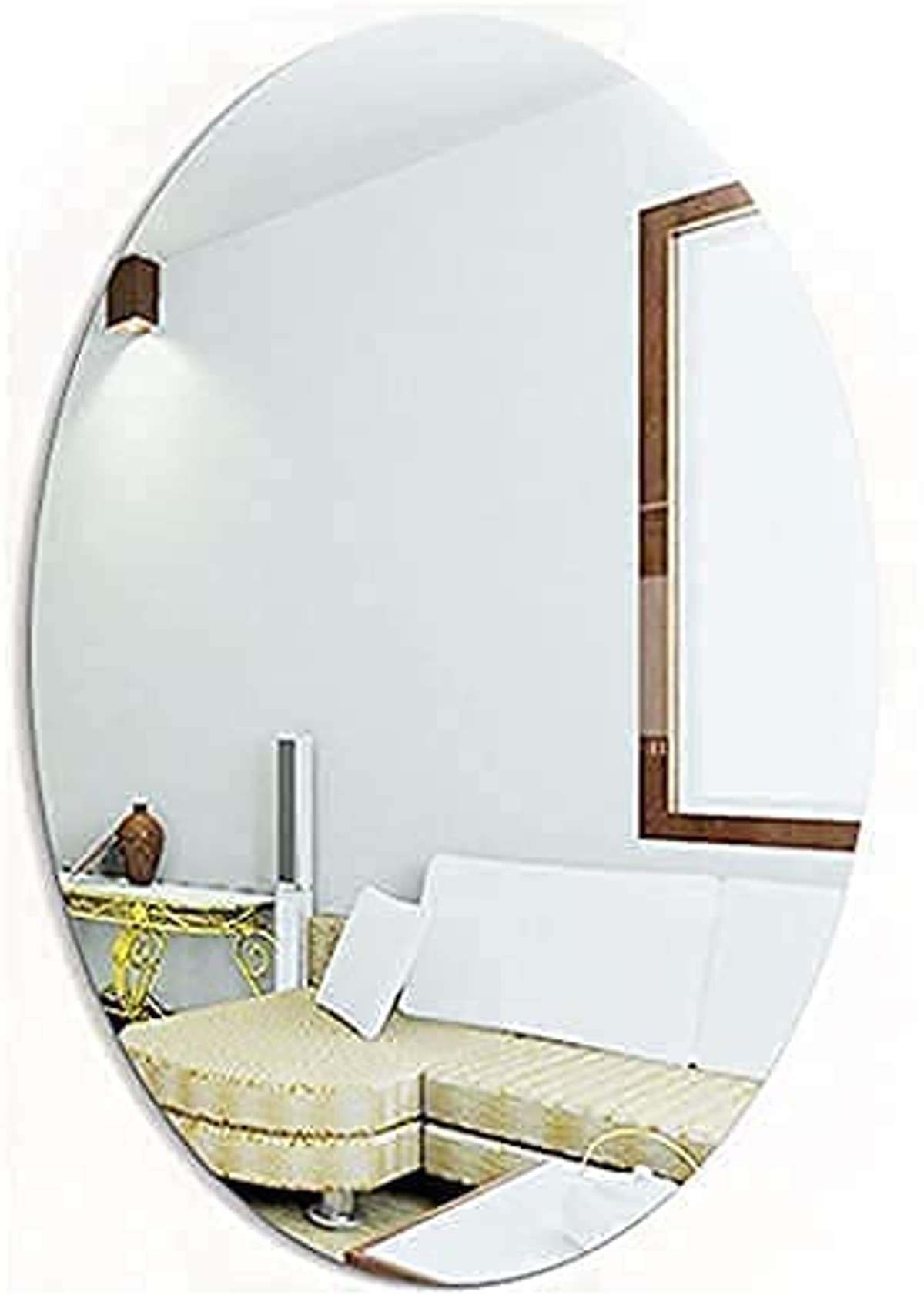 IGNITO oval shape adhesive mirror sticker for wall on tiles bathroom  bedroom living room unbreakable plastic