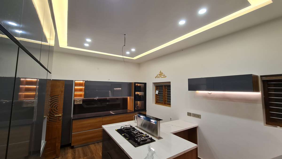 Ceiling, Kitchen, Lighting, Storage Designs by Civil Engineer aromal prakash, Thrissur | Kolo