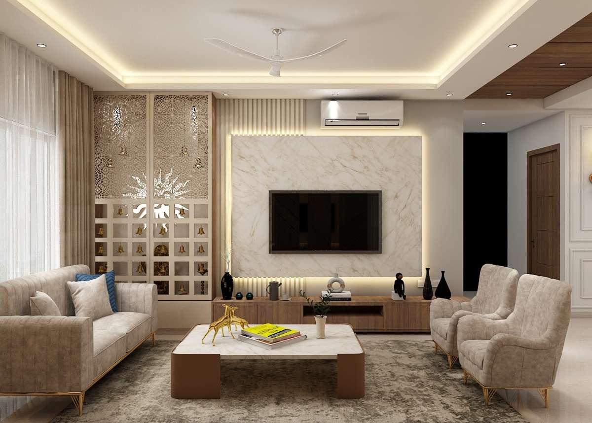 Drawing Room Interior Designing Services, Work Provided: Wood Work &  Furniture