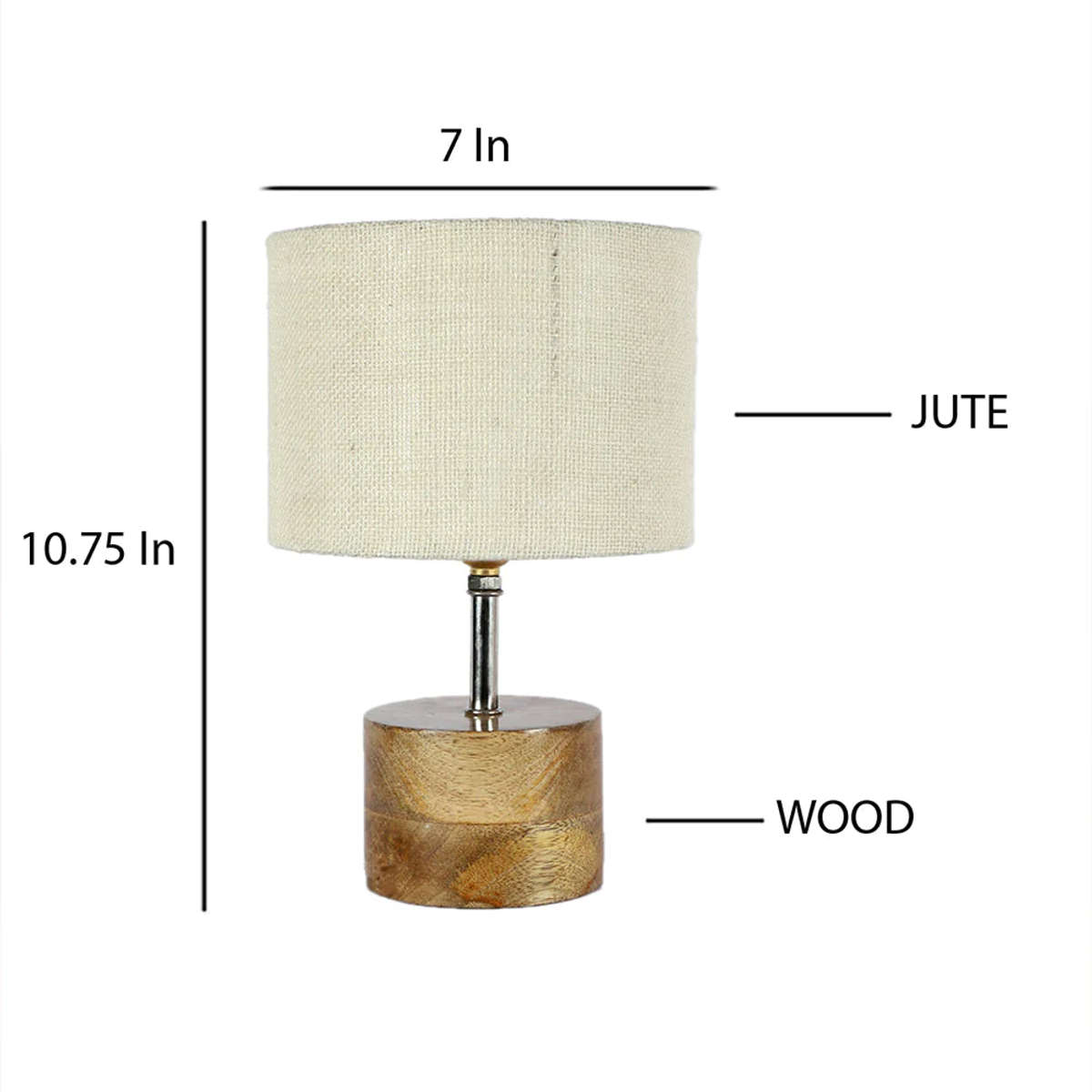 Wood base table lamp with White Jute Shade