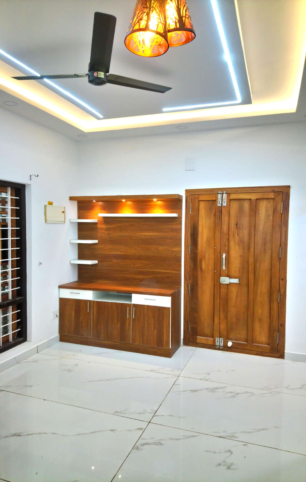 Ceiling, Lighting, Storage, Door, Flooring Designs by Service Provider Sabin contractor, Kottayam | Kolo