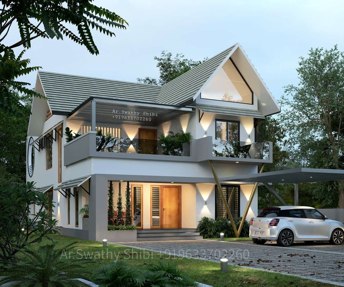 Exterior, Lighting Designs by Architect SWATHY SHIBI, Thiruvananthapuram | Kolo