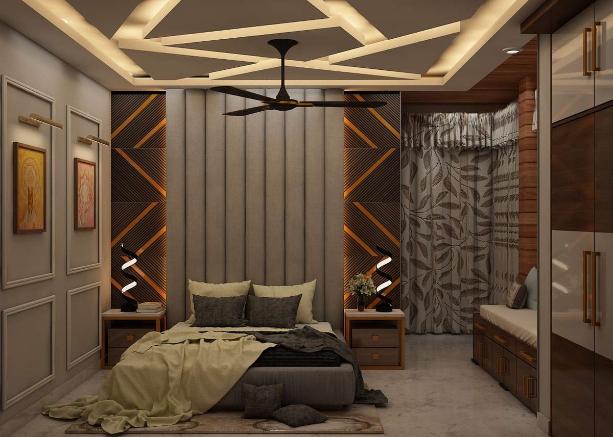 Bedroom, Ceiling, Furniture, Lighting, Storage Designs by 3D & CAD Shahrukh Saifi, Ghaziabad | Kolo