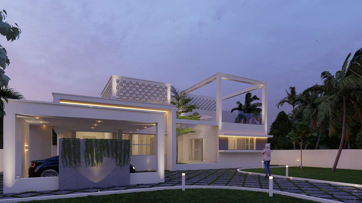 Exterior, Lighting Designs by Architect Architect Harilal, Thiruvananthapuram | Kolo