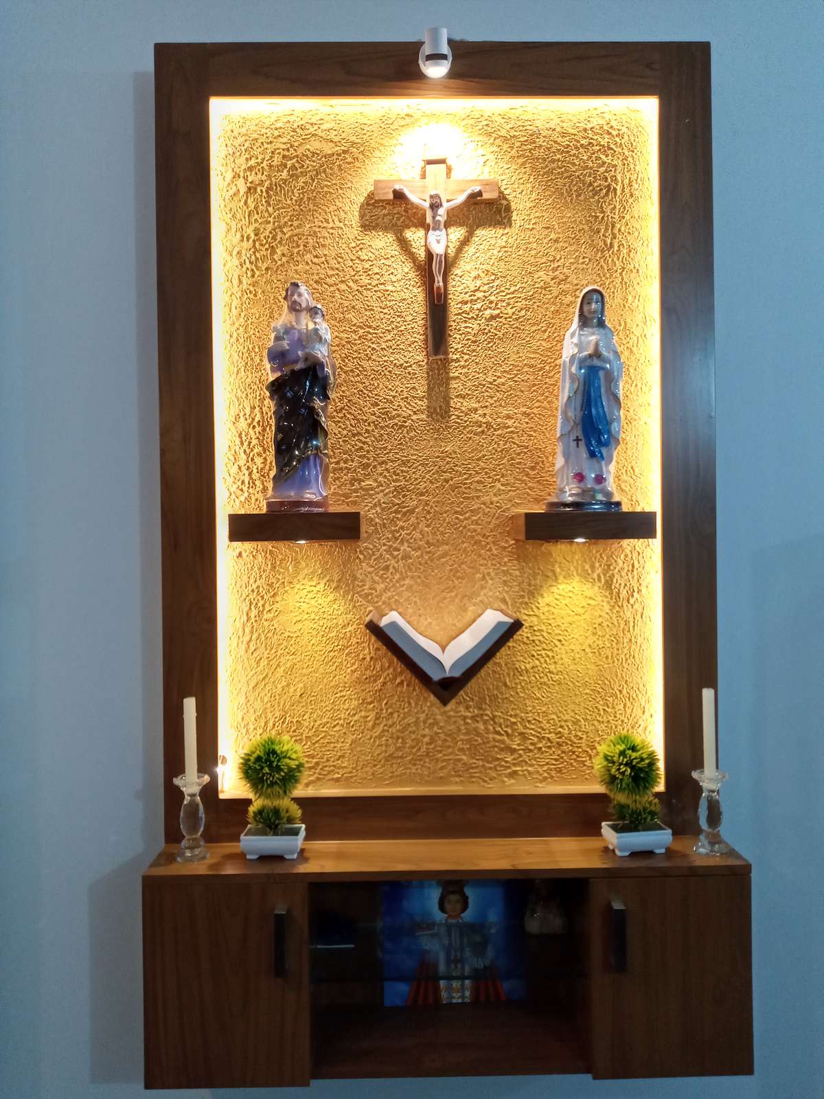 Lighting, Prayer Room, Storage Designs by Carpenter k k k k, Kasaragod | Kolo