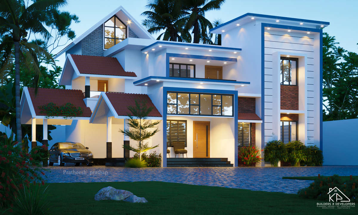 Exterior, Lighting Designs by Civil Engineer KP Builders and developers, Malappuram | Kolo