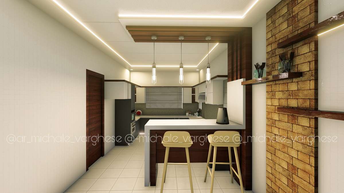 Ceiling, Lighting, Kitchen, Storage Designs by Architect ✨MICHALE VARGHESE✨, Kottayam | Kolo