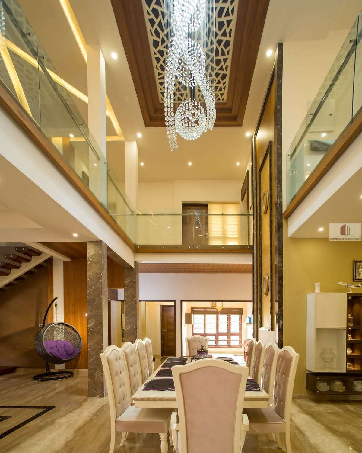 Ceiling, Dining, Furniture, Lighting, Table Designs by Architect Capellin Projects, Kozhikode | Kolo